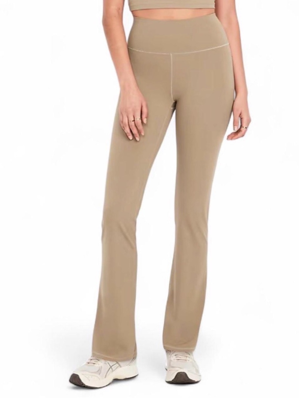 High-Rise Flare Jersey Pants in Taupe
